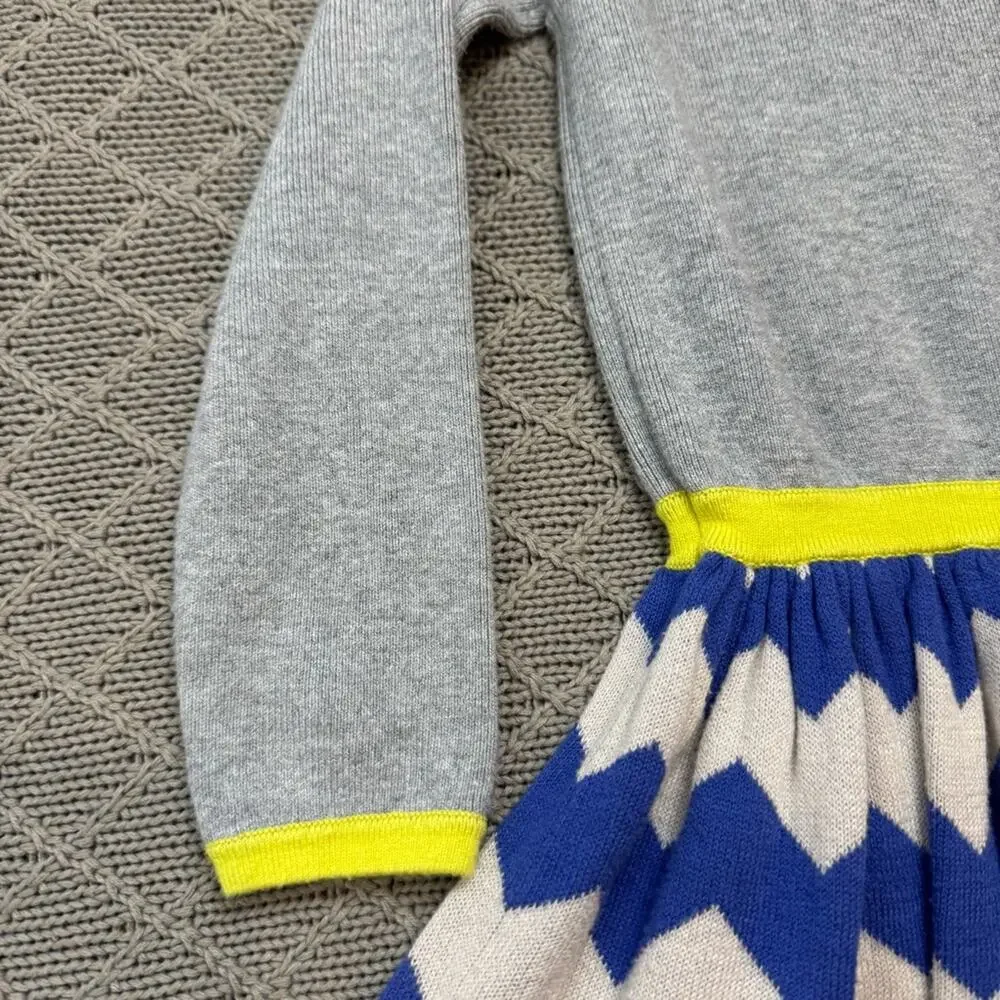 Mini Boden Stylish Gray and Blue Chevron Kids Dress ~ 2/3